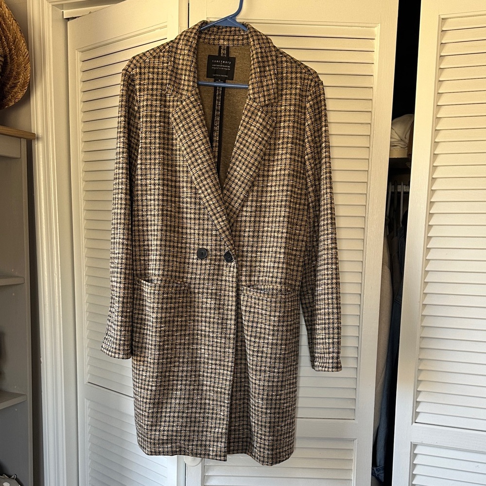 Anthropologie Brown Houndstooth Blazer